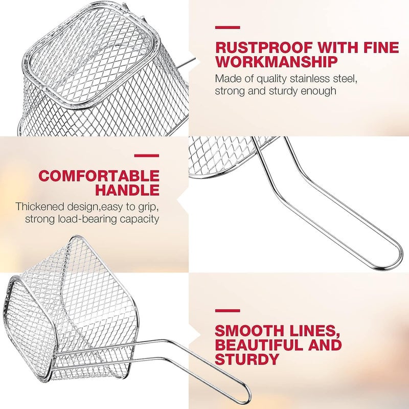 DIKSUL Stainless Steel French Fries Basket Mini Square Fried Mesh Strainer for Potato Chips Chicken Snacks Perfect for Kitchen Restaurant Party BBQ - Image 5