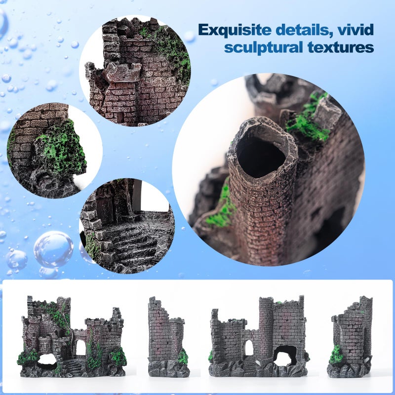 CousDUoBe Aquarium Decor Castle Fish Tank Bubbler Set Aquarium Plants for Aquatic Pets to Breed Play and Rest Fish Decorations for Tank - Image 5