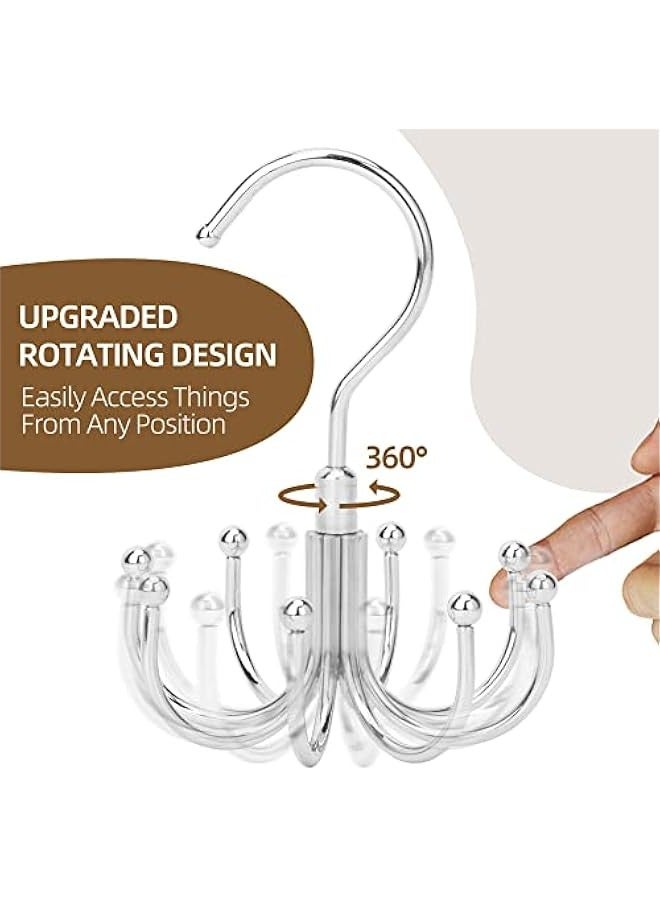 Rotating Belt Hanger Closet Organizer for Belts, Bras, Tank Tops, Ties, Scarves, Purses - Silver Holder with 24 Storage Slots - Image 2