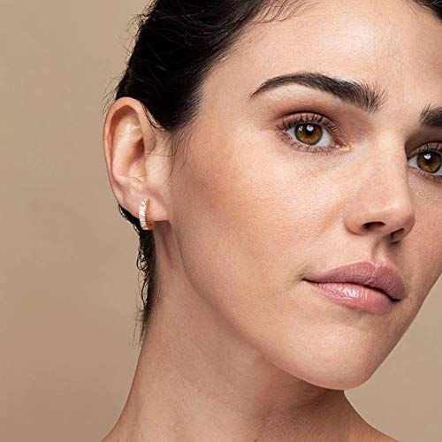 Kainier CZ Hoop Earrings with Cushion Cut Cubic Zirconia 15K White Gold Plated Ear Cuff Huggie Earrings Wonderful Gift Choice for Women and Men - Image 2
