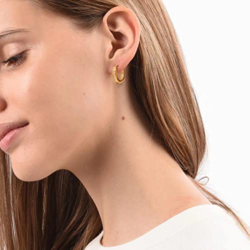 Kainier CZ Hoop Earrings with Cushion Cut Cubic Zirconia 15K White Gold Plated Ear Cuff Huggie Earrings Wonderful Gift Choice for Women and Men - Image 5