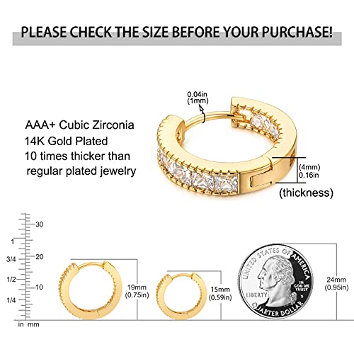 Kainier CZ Hoop Earrings with Cushion Cut Cubic Zirconia 15K White Gold Plated Ear Cuff Huggie Earrings Wonderful Gift Choice for Women and Men - Image 3
