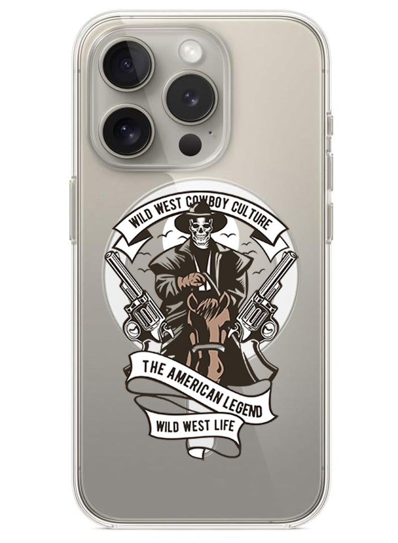 Theodor Magnetic Case for iPhone 15 Pro 6.1-inch Compatible with MagSafe Wireless Charging, Shockproof Phone Bumper Cover Wild west cowboy culture copy - Image 1