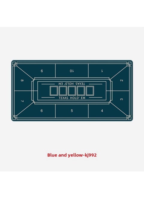 Round Texas Hold'em Rubber Mat Square Mahjong Table Mat Chess Game Mouse Mat Large Rubber Mat-Color:1200*600*3-Pattern:KJ992-blue Yellow
