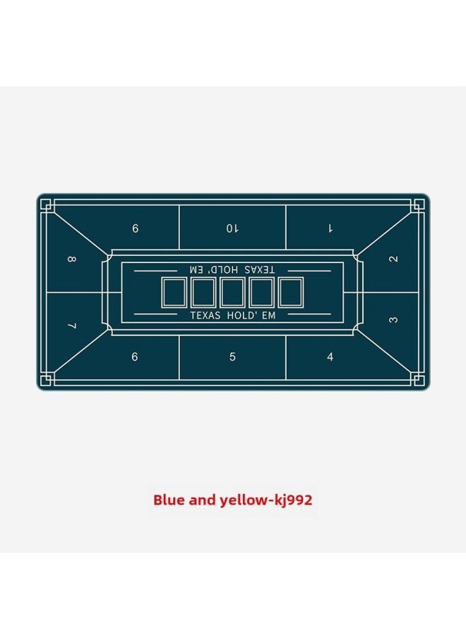 Generic - Round Texas Hold'em Rubber Mat Square Mahjong Table Mat Chess Game Mouse Mat Large Rubber Mat-Color:1200*600*3-Pattern:KJ992-blue Yellow - Image 1