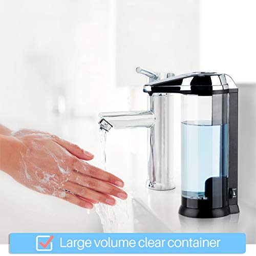 Secura 17oz Automatic Liquid Soap Dispenser, Touchless Battery Operated Hand Soap Dispenser with Adjustable Soap Dispensing Volume Control Dial, Personal Care Dispenser for Household Use (Chrome) - Image 2