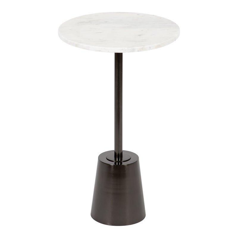 Kate and Laurel Kate and Laurel Tira Round Side Table 14 x 14 x 24 White and Gray Decorative Pedestal Style End Table for Use as a Bedroom Nightstand or Living Room Accent 