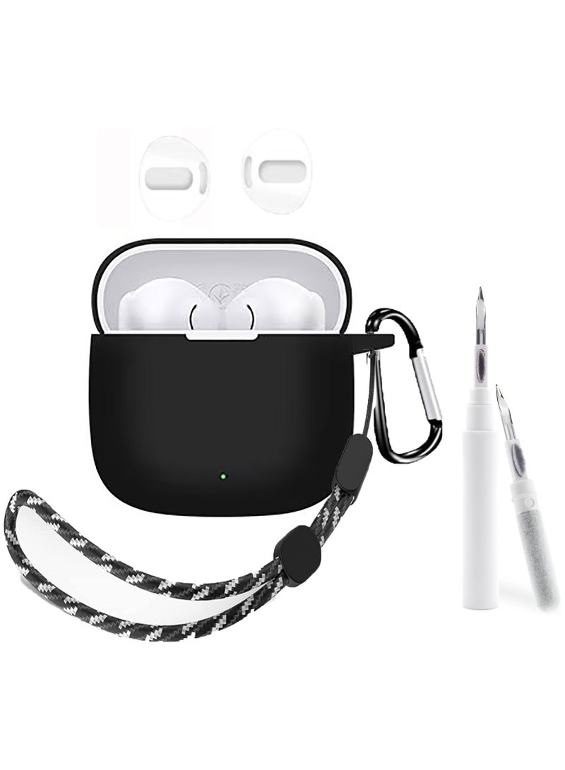 اليشمك غطاء واقي سيليكوني لسماعات هواوي فري بودز سي 3 مع مجموعة تنظيف وقطع أذن (أسود) - Image 1