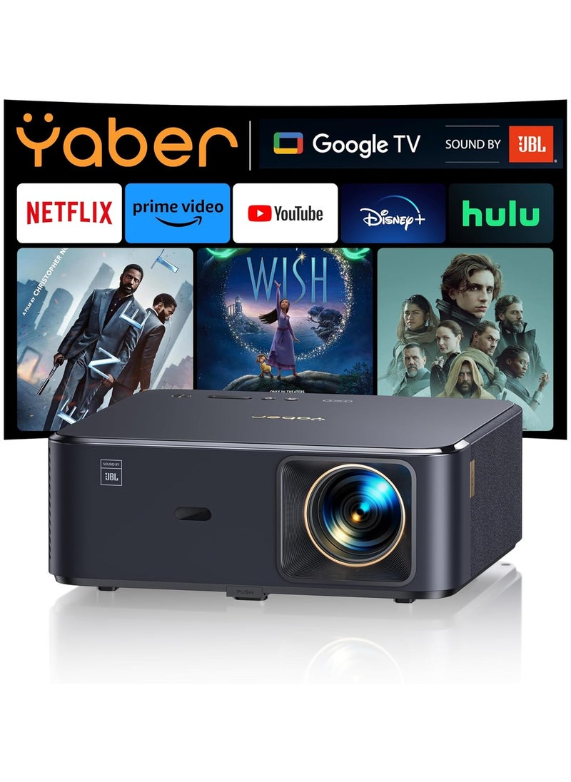 Yaber - Smart Projector – Dual 10W JBL Speakers, Built-in Android OS, Auto Focus, Keystone Correction, Alexa, NFC & Bluetooth, 800 Lumens Brightness - Image 1