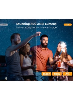Yaber Smart Projector – Dual 10W JBL Speakers, Built-in Android OS, Auto Focus, Keystone Correction, Alexa, NFC & Bluetooth, 800 Lumens Brightness  - Image 2