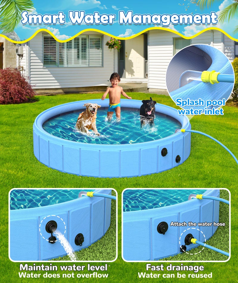 EPN Large Foldable Dog Pool â€“ 0.55MM PVC 2-in-1 Portable Bathtub & Sprinkler for Dogs, Cats, Kids â€“ Heavy Duty, Non-Slip, Summer Water Toy (79 in) - Image 5