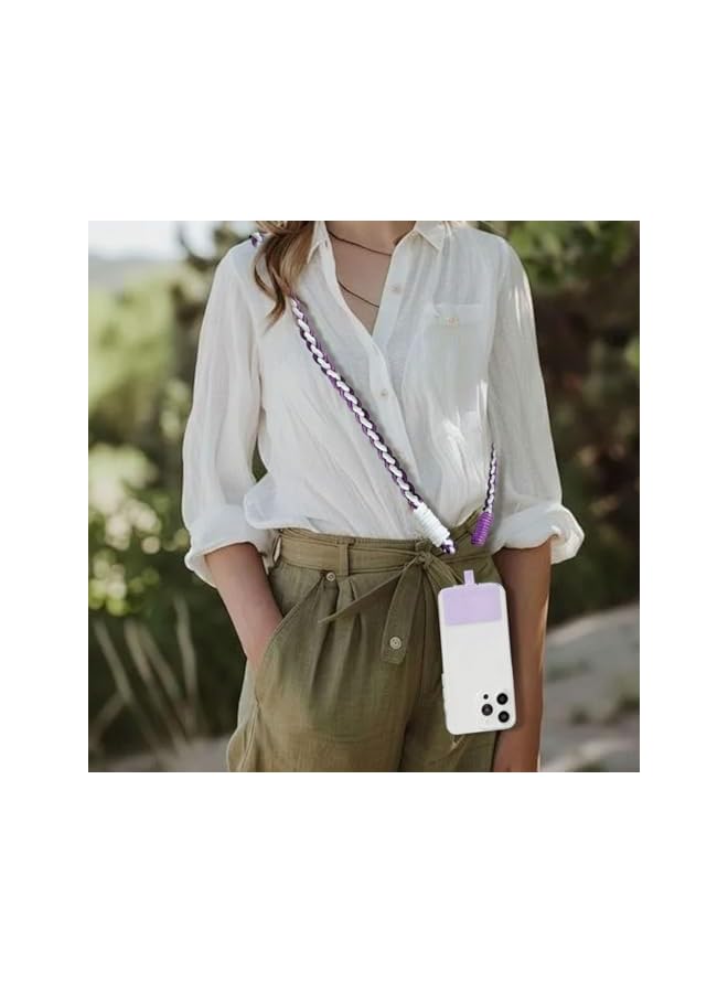 Green Tiger 2 Pcs Phone Lanyard, Anti Theft Phone Rope Lanyard Chain Strap Lanyards Necklace for Mobile Security, Universal Fit for Most Smartphone & Case (Purple-White + Pink-White) - Image 5