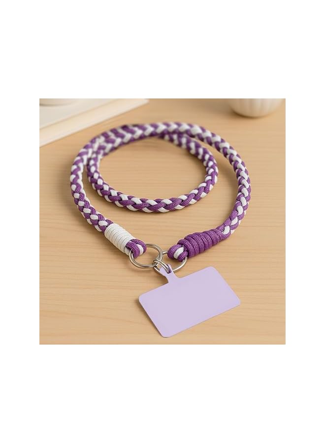 Green Tiger 2 Pcs Phone Lanyard, Anti Theft Phone Rope Lanyard Chain Strap Lanyards Necklace for Mobile Security, Universal Fit for Most Smartphone & Case (Purple-White + Pink-White) - Image 3