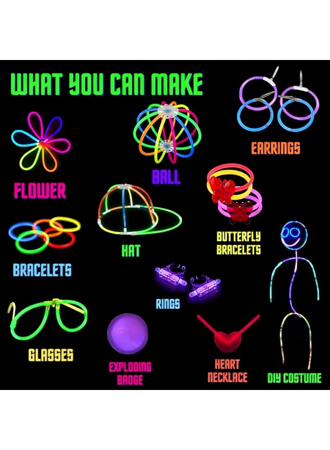 Lukadah 94 Pcs Glow Sticks Party Pack Neon Light Sticks for Kids & Adults, Glowing Costume Sticks, Glow in the Dark Bracelets, Necklaces, Glasses & DIY Costume Kit, Halloween Party Supplies, Festival Rave Accessories, Bulk Glow Sticks Set - Image 2