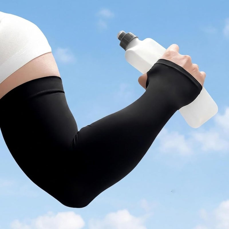 Nan Sun Sleeves UPF 50+ Cooling Arm Sleeves with Compression for Outdoor Sports - Black, Size L - Image 1