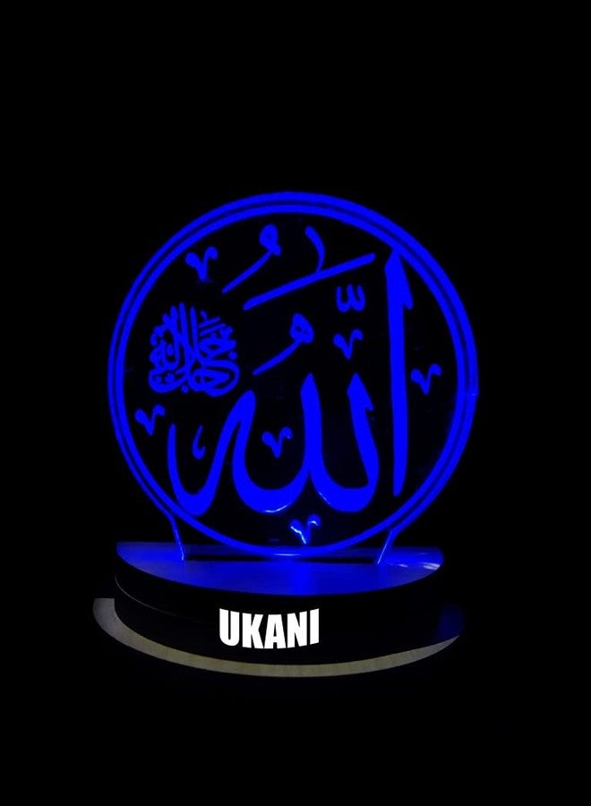 UKANI 3D Allah Written Design USB Connected Night Lamp for Car/Office/Desktop/Gift/for Bedroom Hall Table Top 7 Color Change Light Size 3 Inch - Image 5