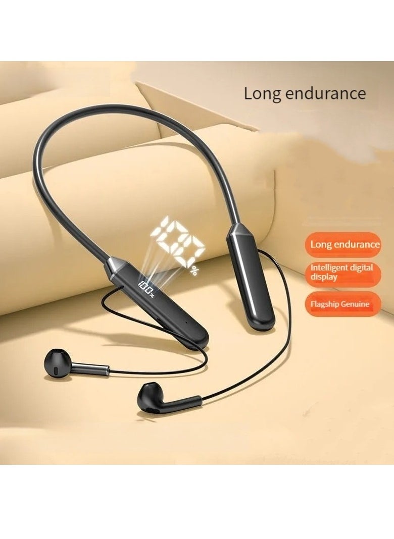 Generic Bluetooth Neck Sports Wireless Headphones Dual Half In-Ear Universal Ultra Long Standby Black  - Image 1