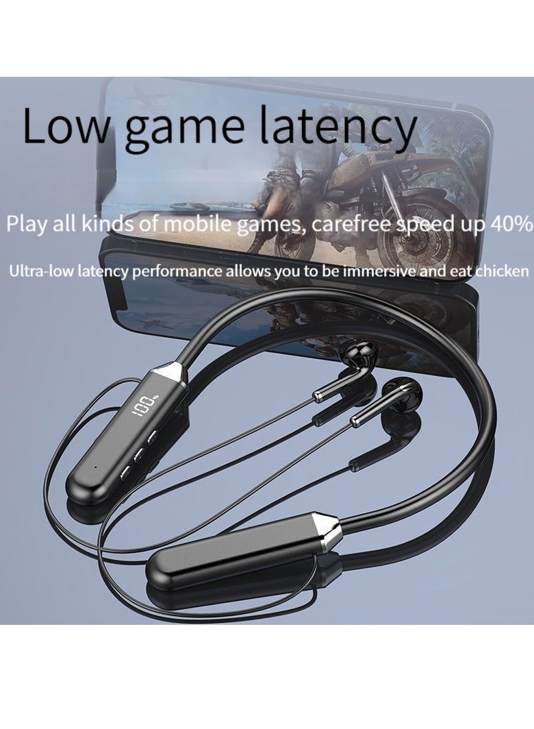 Bluetooth Neck Sports Wireless Headphones Dual Half In-Ear Universal Ultra Long Standby Black  - Image 2