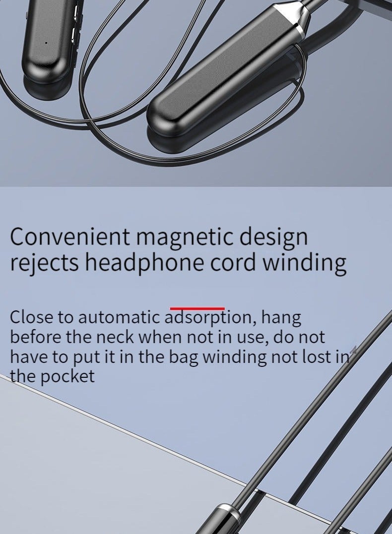 Bluetooth Neck Sports Wireless Headphones Dual Half In-Ear Universal Ultra Long Standby Black  - Image 5