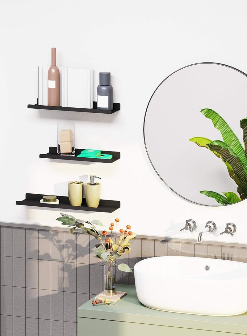 Metal Wall Shelves Set of 3 Floating Shelves Industrial Style for Decorations, Photo Frames, Knick-knacks, 6 Screws Included, Multiple Layouts - Image 4