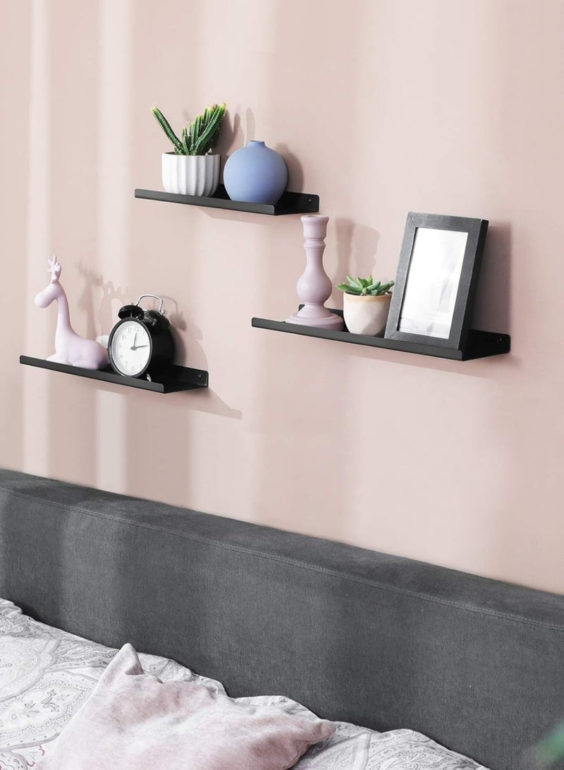 Metal Wall Shelves Set of 3 Floating Shelves Industrial Style for Decorations, Photo Frames, Knick-knacks, 6 Screws Included, Multiple Layouts - Image 3