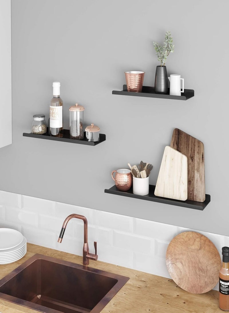 Metal Wall Shelves Set of 3 Floating Shelves Industrial Style for Decorations, Photo Frames, Knick-knacks, 6 Screws Included, Multiple Layouts - Image 5