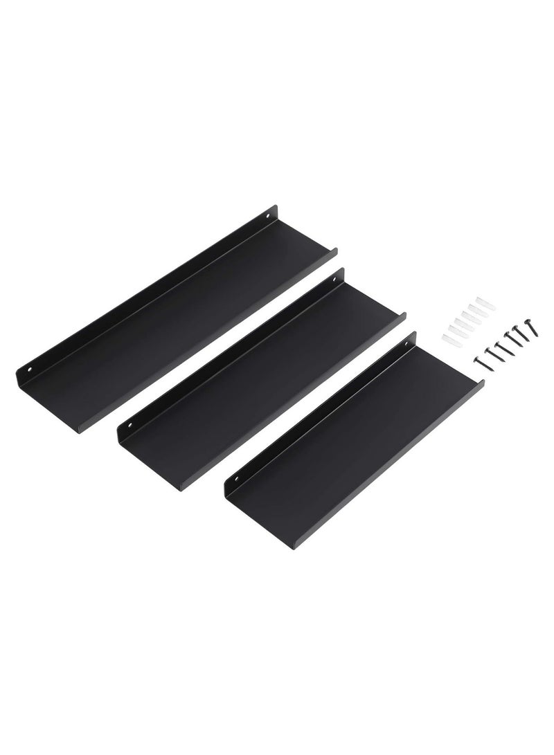 Metal Wall Shelves Set of 3 Floating Shelves Industrial Style for Decorations, Photo Frames, Knick-knacks, 6 Screws Included, Multiple Layouts - Image 2