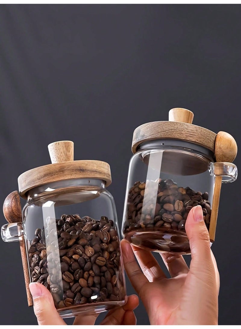 MAIDI 3pcs/set Glass coffee bottle with spoon, airtight food storage container for sugar, biscuits, tea, snacks, spices, salt, and pepper - Image 5