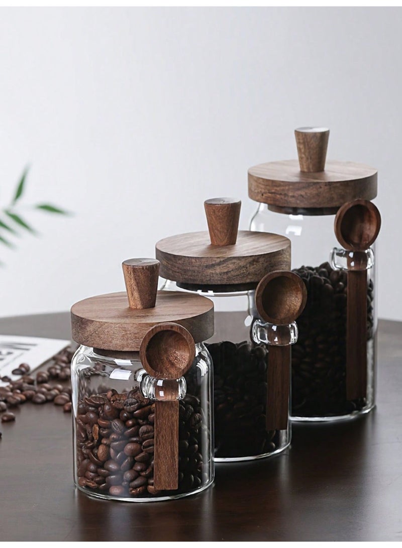 MAIDI 3pcs/set Glass coffee bottle with spoon, airtight food storage container for sugar, biscuits, tea, snacks, spices, salt, and pepper - Image 4