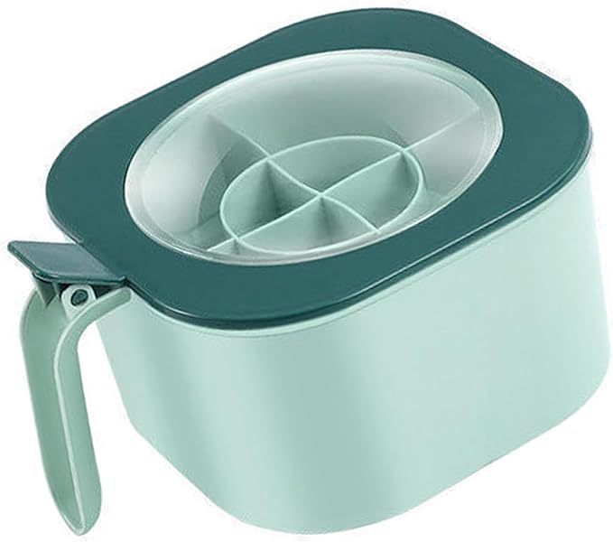 Green 4 Compartment Spice Organizer Box Multifunctional Kitchen Container Rack - Image 1