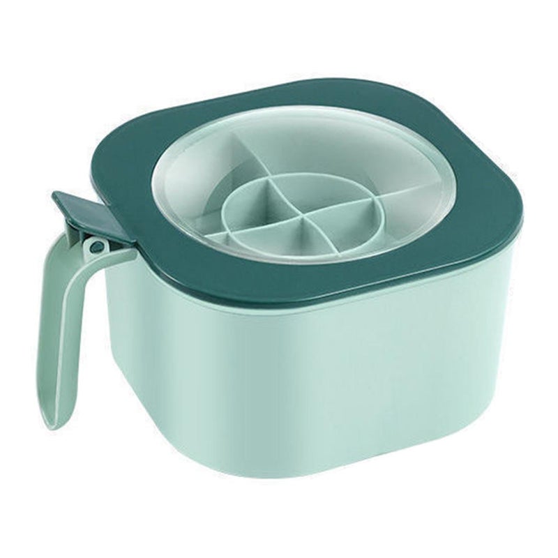 Green 4 Compartment Spice Organizer Box Multifunctional Kitchen Container Rack - Image 3