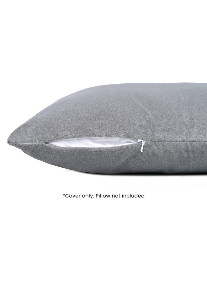 MY ARMOR Velvet Cushion Covers Set of 5-24 x 24 Inches, Soft & Luxurious Large Cushion Cases for Bedroom, Sofa, Chair & Living Room - Grey - Image 2