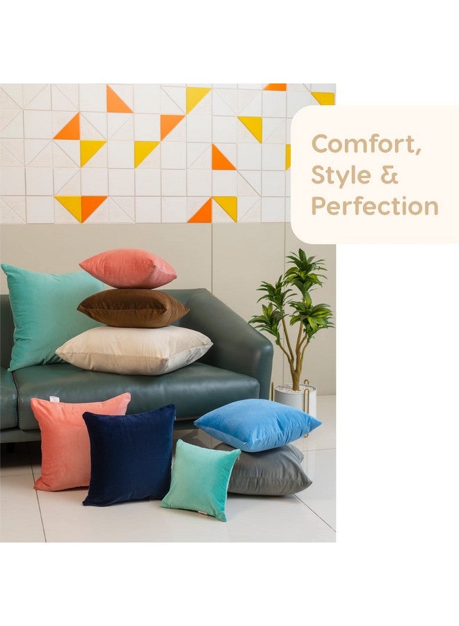 MY ARMOR Velvet Cushion Covers Set of 5-24 x 24 Inches, Soft & Luxurious Large Cushion Cases for Bedroom, Sofa, Chair & Living Room - Grey - Image 5