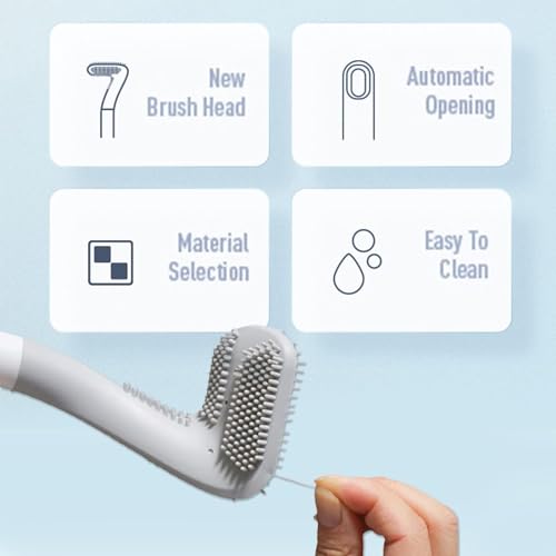 Shuttle Art Pack of 2 Golf Toilet Brush,Long Handled Toilet Brush,Toilet Brushes for Bathroom with Hook,Flexible Silicone Toilet Cleaner Brush Wall Mounted Without Drilling Quick Drying,Multicolor - Image 2