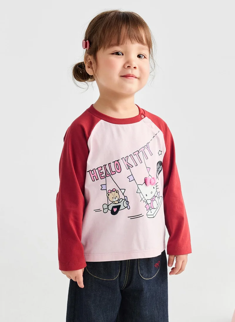 Balabala Girl Toddler Round v-neck long-sleeved T-shirt