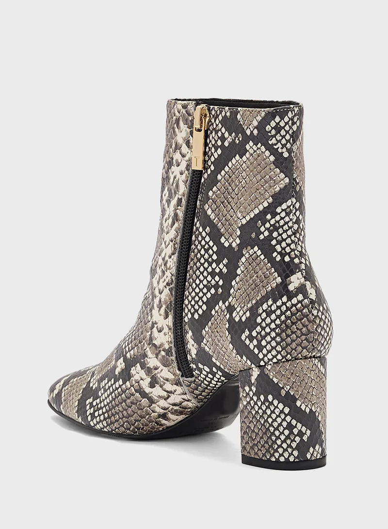 Ted Baker Neomy Snakeskin Print Ankle Boots
