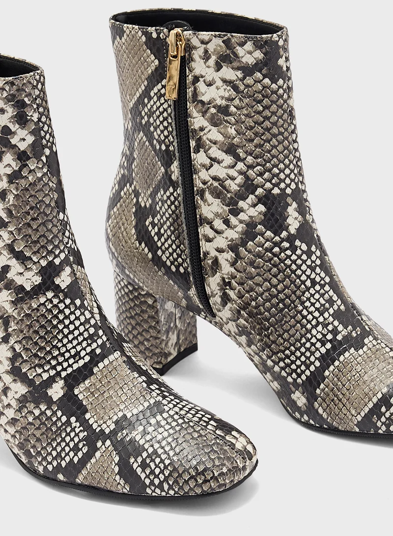 Ted Baker Neomy Snakeskin Print Ankle Boots