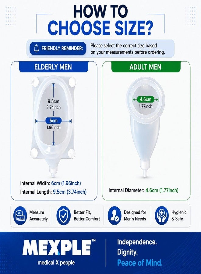 MEXPLE UroMEN/Adult Reusable Silicone Wearable Urine Collector for Adult Men | Leak-Proof & Comfortable Wearable Hygiene Support | Incontinence Care, Night Use, Travel & Post-Surgery Recovery - Image 5
