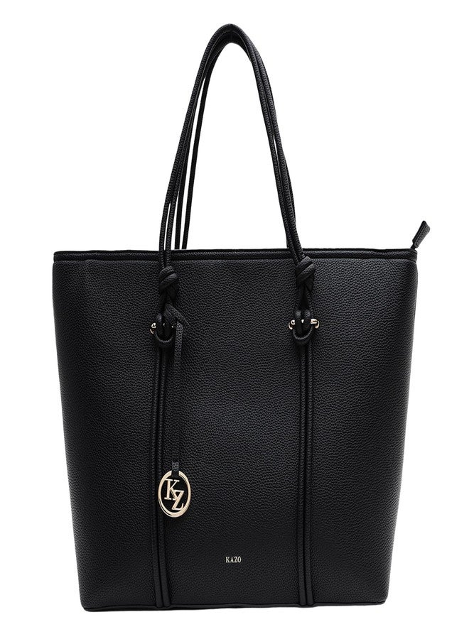 Kazo Bag Black Structured Shoulder Handbag | Premium Faux Leather Purse - Image 1