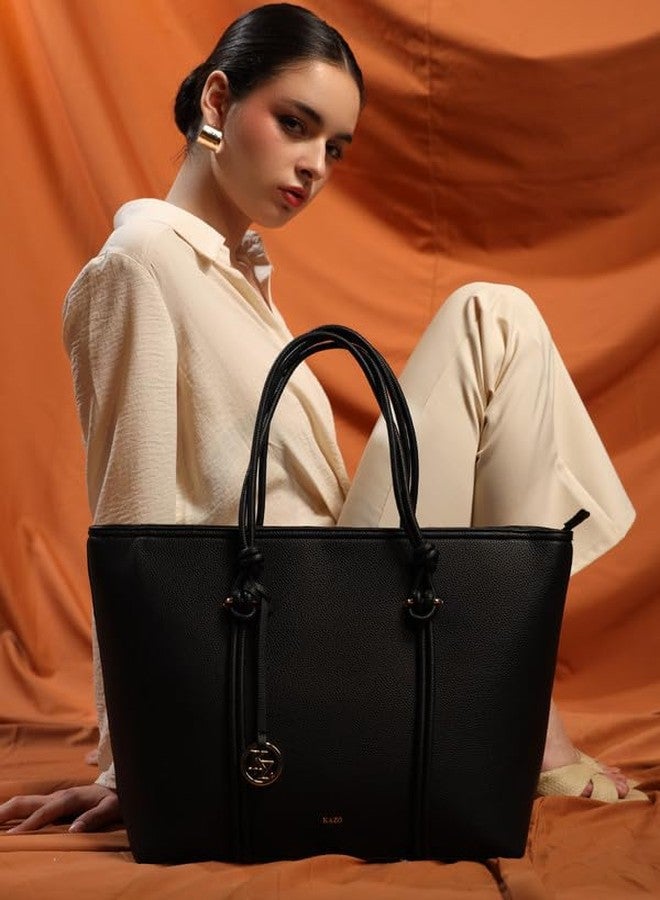 Kazo Bag Black Structured Shoulder Handbag | Premium Faux Leather Purse - Image 2