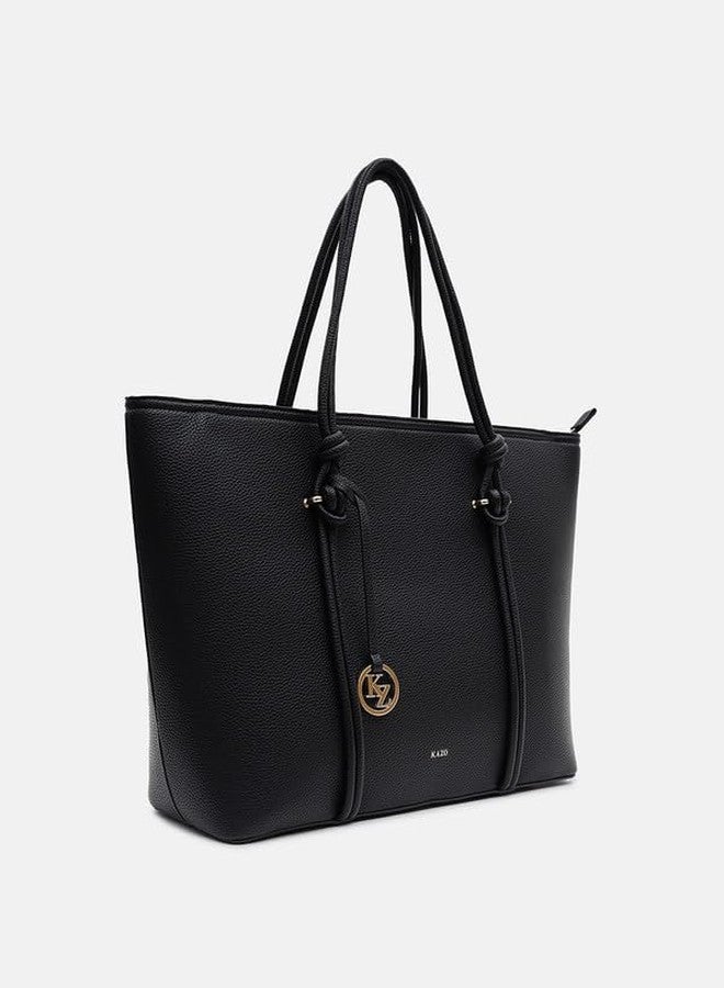 Kazo Bag Black Structured Shoulder Handbag | Premium Faux Leather Purse - Image 3