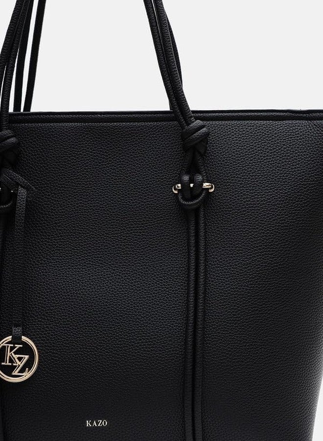 Kazo Bag Black Structured Shoulder Handbag | Premium Faux Leather Purse - Image 5