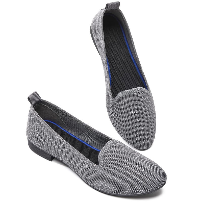 BABUDOG Women's Sparkly Flats Shoes Shiny Mesh Loafers Shoes Soft Memory Foam Flats(Sparkly Dark Grey.US7) - Image 1