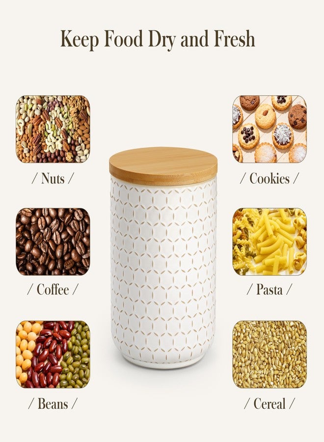 MALACASA Ceramic Canisters Set with Airtight Lids, 80/40/20 oz Coffee Canisters Sets for the Kitchen, Large Jars for Flour, Sugar, Pasta, Coffee, Cookies, Tea - Set of 3, Hexagon - Image 5