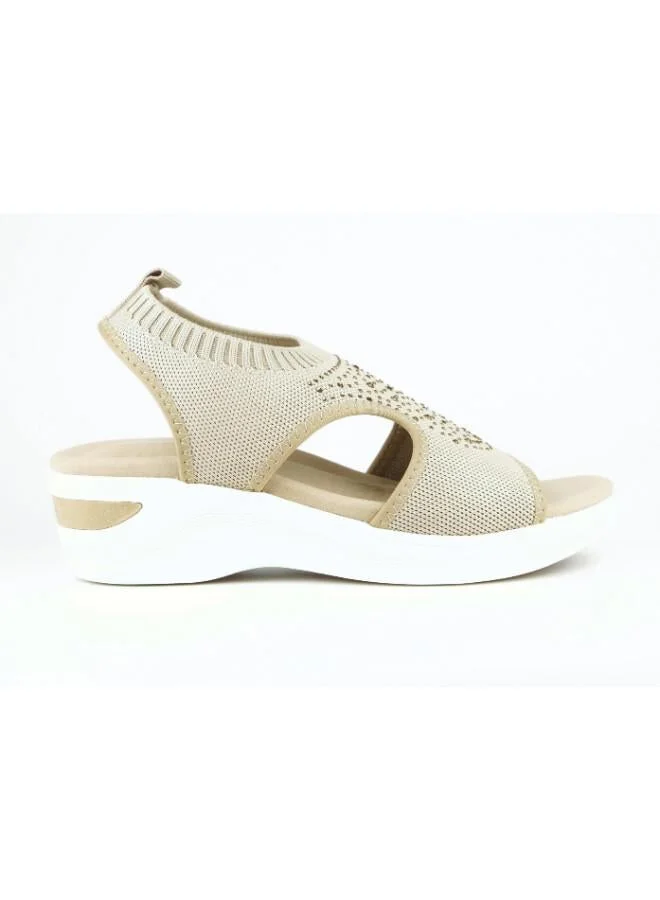 Zayna 221-358 Zayna Women's Knit Slingback Wedge Sandals 24ABT547 Beige