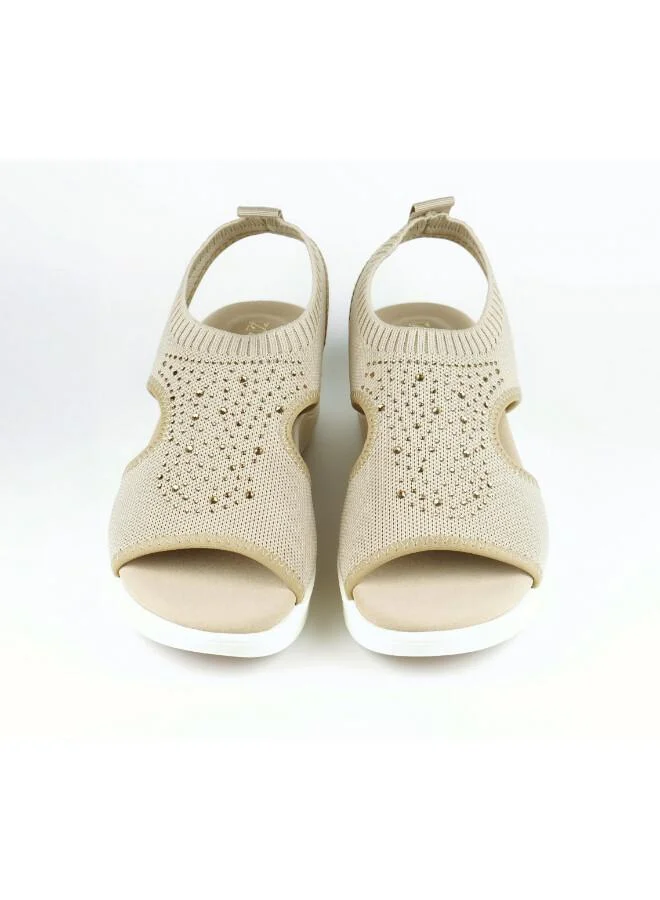 Zayna Beige 221-358 Zayna Women's Knit Slingback Wedge Sandals 24ABT547 Beige for Women | Best Price UAE