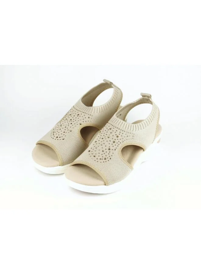Zayna 221-358 Zayna Women's Knit Slingback Wedge Sandals 24ABT547 Beige