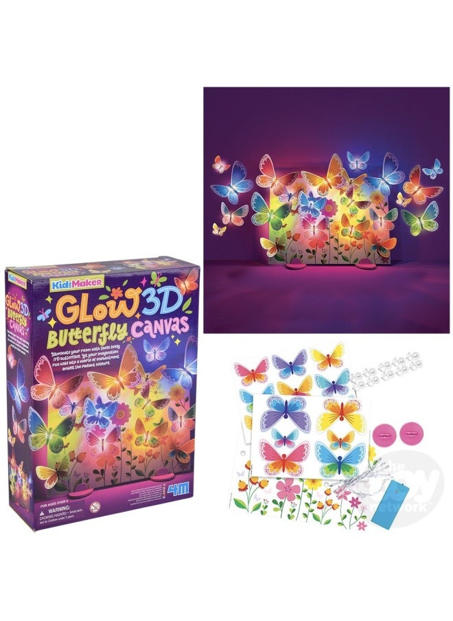 4m 4M KidzMaker Glow 3D Butterfly Canvas Art & Craft Kit  - Image 1