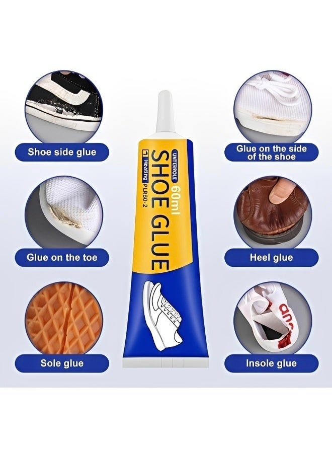 Shoe Glue Strong Slow-Drying Transparent Shoe Repair Glue Waterproof Non-Hardening Glue for Shoes Sole And Upper Repair Glue Shoes Glue for Repairing Shoes Boots Leather（60ml） - Image 2