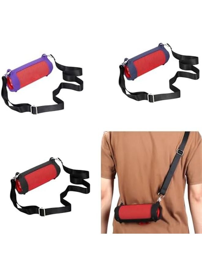 Purple Silicone Protective Case with Adjustable Shoulder Strap for Speaker - Image 3